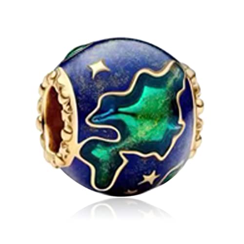 Annmors Charm 925 Sterling Silber Bead Charms Blue Globe with Cubic Zirconia für Europäische Armbänder und Halskette,Schmuck Geschenk für Damen Herren von Annmors