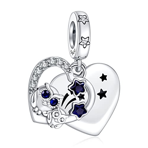 Annmors Charm 925 Sterling Silber Bead Charms Mother Owl Love Star with Cubic Zirconia für Europäische Armbänder und Halskette,Schmuck Geschenk für Damen Herren von Annmors