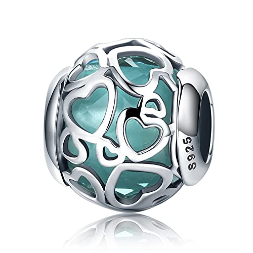 Annmors Charm Blue Star Heart Anhänger 925 Sterling Silber Bead with Cubic Zirconioa für Chamilia Europäische Armbänder Halskette,Mother's Day Christmas Schmuck Geschenk für Damen Herren von Annmors