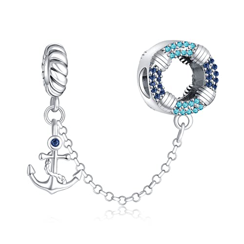 Annmors Charm Boat Anchor Anhänger 925 Sterling Silber Pendant Bead with Cubic Zirconioa für Chamilia und europäische Armbänder und Halskette von Annmors