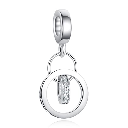 Annmors Charm Circles Dangle Charm Anhänger 925 Sterling Silber Pendant Bead with Cubic Zirconioa für Chamilia und europäische Armbänder und Halskette von Annmors