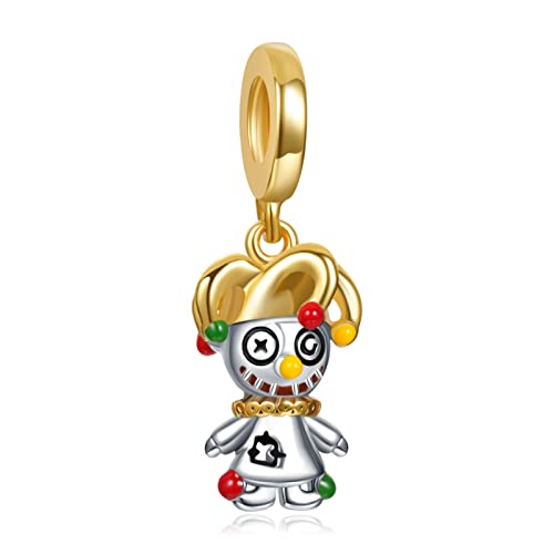 Annmors Charm Gold Clown Anhänger 925 Sterling Silber Pendant Bead with Cubic Zirconioa für Chamilia Europäische Armbänder Halskette,Mother's Day Christmas Schmuck Geschenk für Damen Herren von Annmors