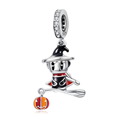 Annmors Charm Magic Broomstick Anhänger 925 Sterling Silber Pendant Bead with Cubic Zirconioa für Chamilia Europäische Armbänder Halskette,Mother's Day Christmas Schmuck Geschenk für Damen Herren von Annmors