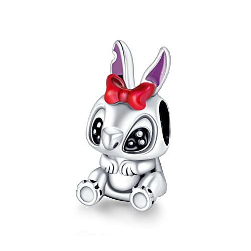 Annmors Charm Rabbit Girl Charm Anhänger 925 Sterling Silber Pendant Bead with Cubic Zirconioa für Chamilia und europäische Armbänder und Halskette von Annmors