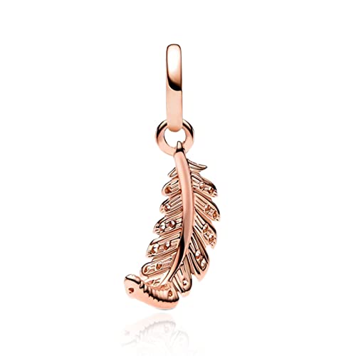 Annmors Charm Rose Leaf Anhänger 925 Sterling Silber Pendant Bead with Cubic Zirconioa für Chamilia Europäische Armbänder Halskette,Mother's Day Christmas Schmuck Geschenk für Damen Herren von Annmors