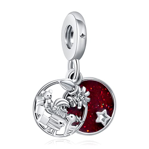 Annmors Charm The Santa Elk Star Anhänger 925 Sterling Silber Pendant Bead with Cubic Zirconioa für Chamilia Europäische Armbänder Halskette,Mother's Day Christmas Schmuck Geschenk für Damen Herren von Annmors