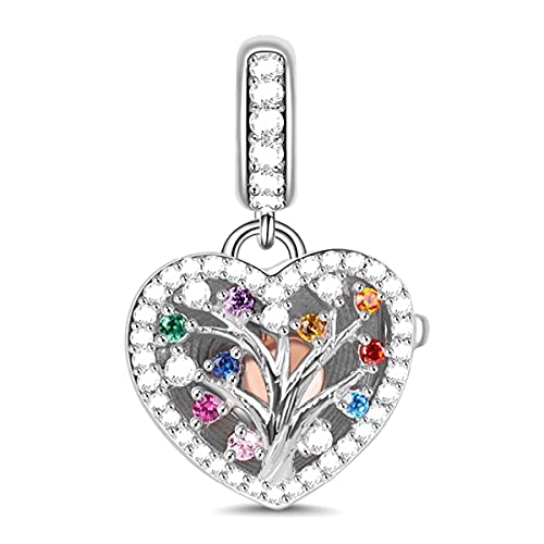 Annmors Charms Tree of Life Anhänger S925 Sterling Silber Dangle Bead with Cubic Zirconioa für Europäische Armbander und Halskette,Christmas Schmuck Geschenk für Damen Herren von Annmors