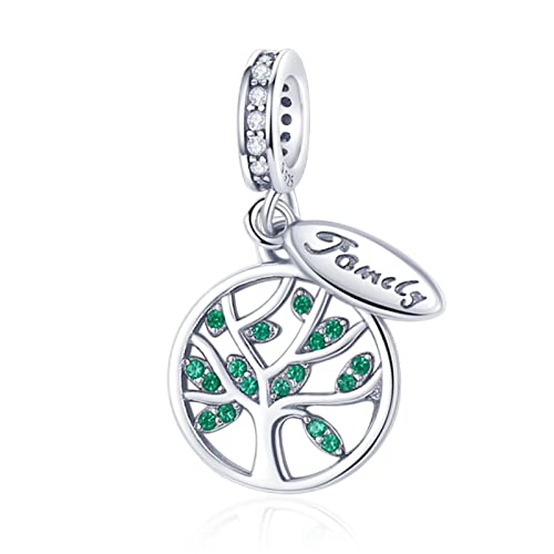 Annmors Charms Anhänger Shining Family Tree Silber 925 für Armbänder, kompatibel mit europäischen Armbändern und Halskette für Frauen Mädchen von Annmors