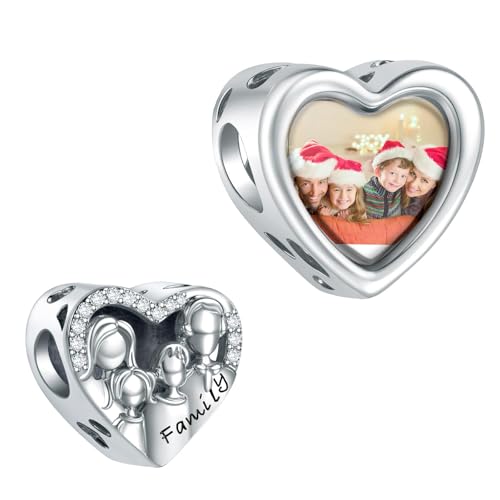 Annmors Familie Liebe 925 Sterling Silber personalisierte Foto Charm benutzerdefinierte Bild Perlen passen Frauen Armband Halskette Geschenk für Frauen von Annmors