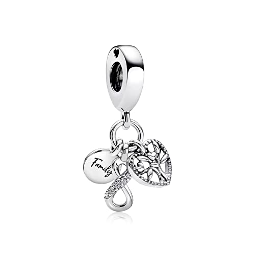 Annmors Familie Tree of Life Charms-Anhänger 925 Sterling Silver Bead Forever Love Dangle Charm für Europäische Armbänder und Halsketten,Christmas Schmuck Geschenk für Damen Herren von Annmors