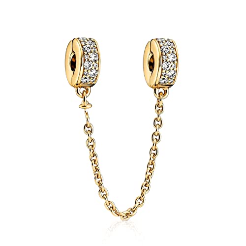 Annmors Gold Klarer Pavé Komfortketten Clip Sicherheitskette S925 Sterling Silber Damen Armbänder Halskette Pendant von Annmors