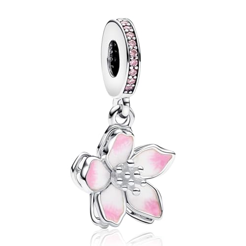 Annmors Kirschblüten Charm-Anhänger S925 Sterling Silber Damen Armbänder Halskette Pendant von Annmors