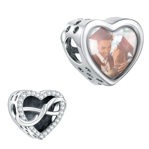 Annmors Liebe Unendliche Charme 925 Sterling Silber personalisierte Herz Bild Charmes passen Frauen Armband Halskette Geschenk für Familienfreund von Annmors