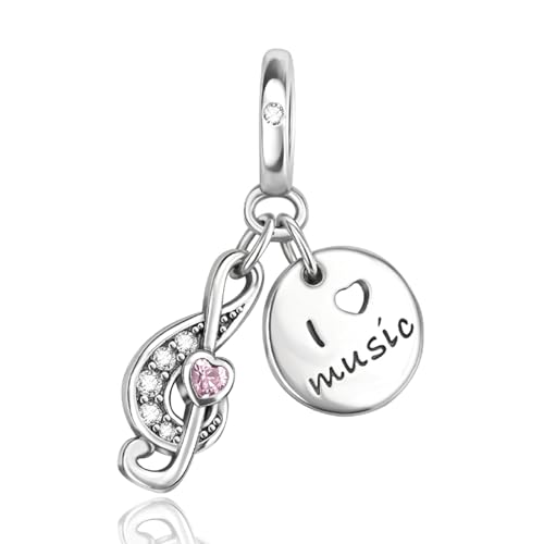 Annmors Love Musik Charm-Anhänger S925 Sterling Silber Damen Armbänder Halskette Pendant von Annmors