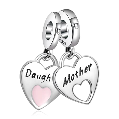 Annmors Mutter und Tochter Skript Herz Charms für Armband 925 Sterling Silber Anhänger von Annmors