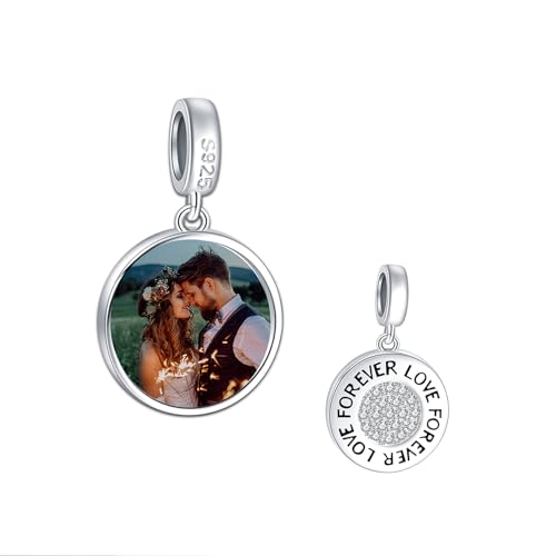 Annmors Personalisierte Foto Charme Für immer Liebe 925 Sterling Silber Anhänger Damen Armband Halskette Schmuck von Annmors
