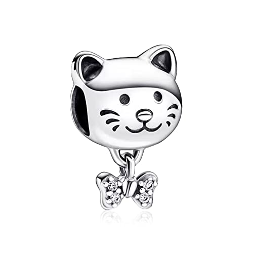 Annmors Pet Cat & Bow Charm-Anhänger 925 Sterling Silver Bead with Cubic Zirconia for Animal Lovers,Halloween Geburtstag Weihnachten Schmuck Geschenk für Mädchen Annmors Pet Cat & Bow Charm-Anhänger 925 Sterling Silver Bead with Cubic Zirconia for Animal Lovers,Halloween Geburtstag Weihnachten Schmuck Geschenk für Mädchen von Annmors