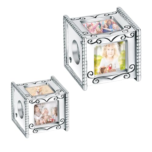 Annmors Quadrat Mehrere Foto Charms Personalisierte Bild Charm 925 Sterling Silber Bead Fit Damen Armband Halskette Geschenk für Frauen von Annmors