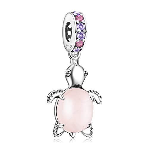 Annmors Rosafarbene Meeresschildkröte Murano-Glas Charm-Anhänger S925 Sterling Silber Damen Armbänder Halskette Pendant von Annmors