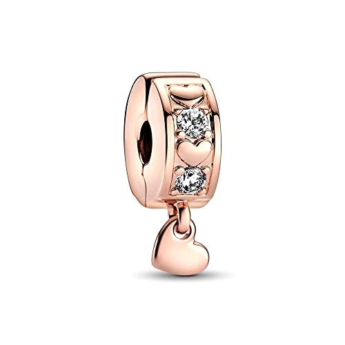 Annmors Rose Glod Pave Clip Crystal and Cubic Zirconia Charm Anhänger 925 Sterling Silver für Europäische Armbänder und Halsketten von Annmors