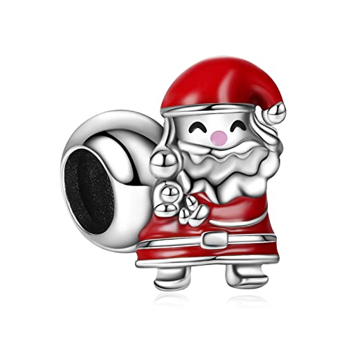 Annmors Backpack Santa Claus Charm 925 Sterling Silber Weihnachtsmann Baumeln Charms Bead Charms für Europäische Armbänder Halsketten Weihnachts Schmuck für Damen von Annmors