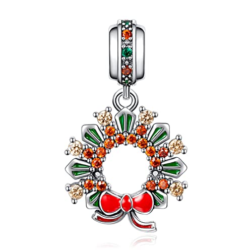 Annmors Christmas wreath Charm 925 Sterling Silber Charms Schmuck für Europa Halsketten Schmuck Geschenk für Frau Tochter von Annmors