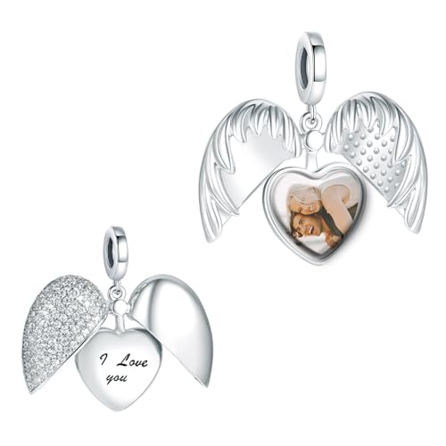 Annmors personalisierte Herz Bild Charme Ich liebe Sie ein öffnebarer Liebe Anhänger 925 Sterling Silber Fit Frauen Armband Halskette Geschenk für Familienfreund von Annmors