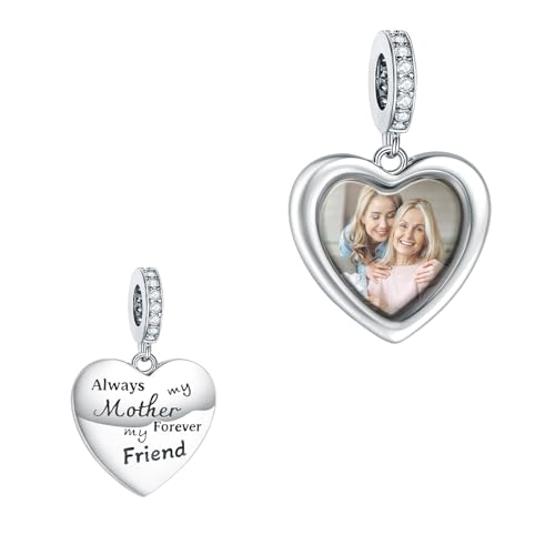 Annmors personalisiertes Herz Foto Charme immer meine Mutter Mein für immer Freund 925 Sterling Silber Fit Damen Armband Halskette Mutter Geschenk von Annmors