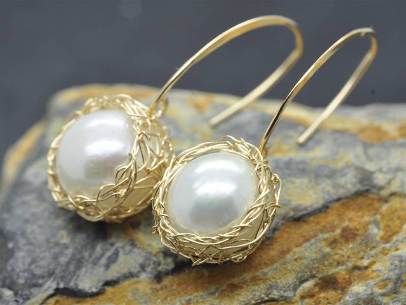 Barocke Perle Ohrring Draht Wickeln Brautjungfer Hochzeitsgeschenk Geburtstagsgeschenk Für Mädchen Jahrestagsgeschenk Sie von AnnoCrafts