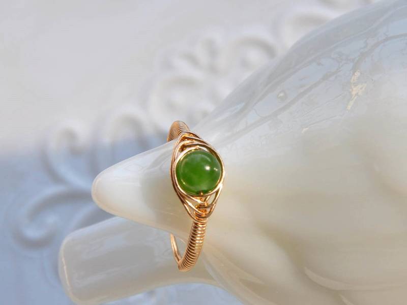 Jade Ring Draht Wrap Statement Ringe Grün Für Männer Natürliche Stein Ring, Geburtstagsgeschenk Freund Ihn von AnnoCrafts