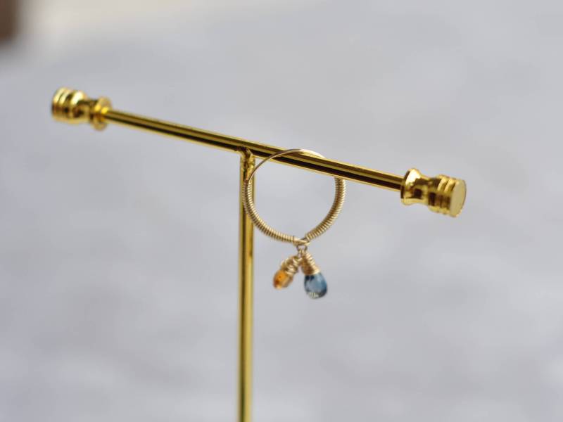 Januar Und November Birthstone Ringe London Blau Topas Ring Fanta Granat Ringe, Gelb-Blaue Edelstein Draht Wrap Für Ihn von AnnoCrafts