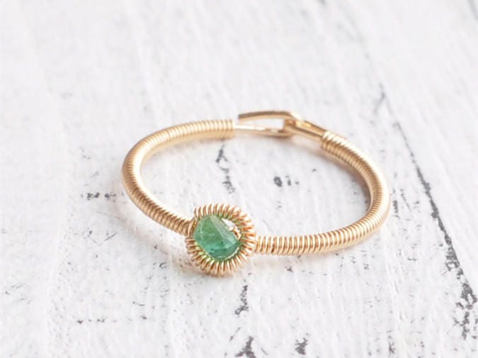 Kann Birthstone Ringe Natürliche Smaragd Solitär Ring, Echte Ringe, Geschenk Für Ihre Ring Frauen von AnnoCrafts