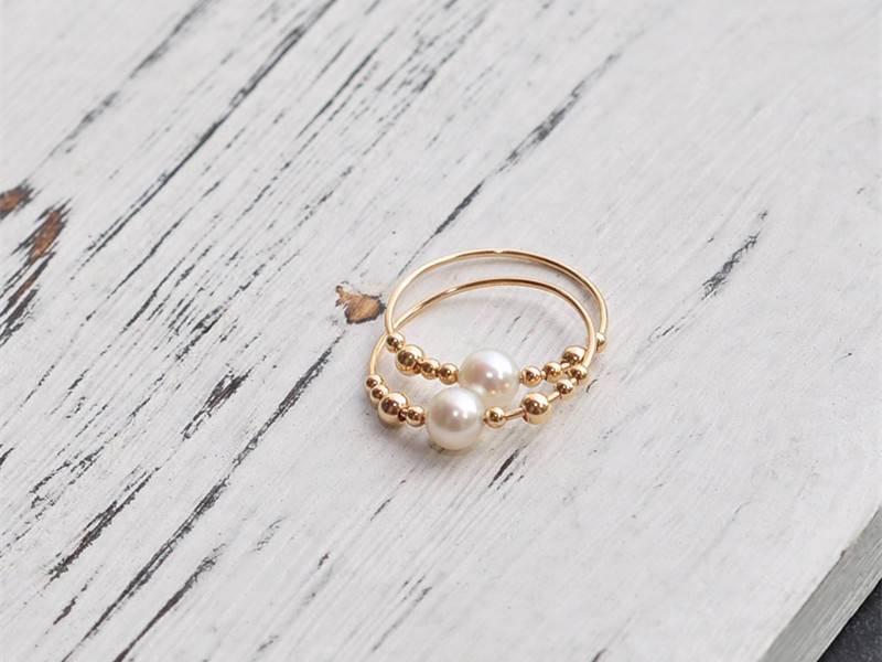 Knöchel Ringe Doppel Perle Ring Süßwasser Ring, Doppelringe Natürliche Kleine Gold Gefüllt Perlen Brautjungfer Geschenke von AnnoCrafts
