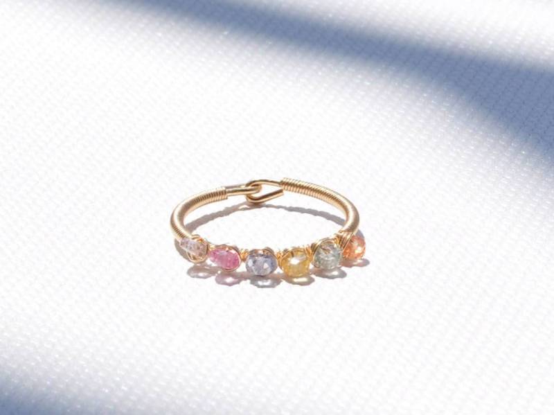 September Birthstone Natürliche Saphir Ringe Regenbogen Ring Rosa Ring, Stapelbare Ringe, Ringe von AnnoCrafts