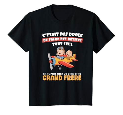 Kinder Großer Bruder auf Mission Ankündigung Schwangerschaft Geburt Kind T-Shirt Kinder Großer Bruder auf Mission Ankündigung Schwangerschaft Geburt Kind T-Shirt von Annonce Grossesse Grand Frère Avion Garçon bêtises