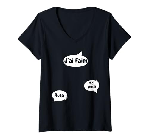 Damen Zwillinge Neue schwangere Mutter Schwangerschaft Ankündigung T-Shirt mit V-Ausschnitt von Annonce grossesse Jumeaux