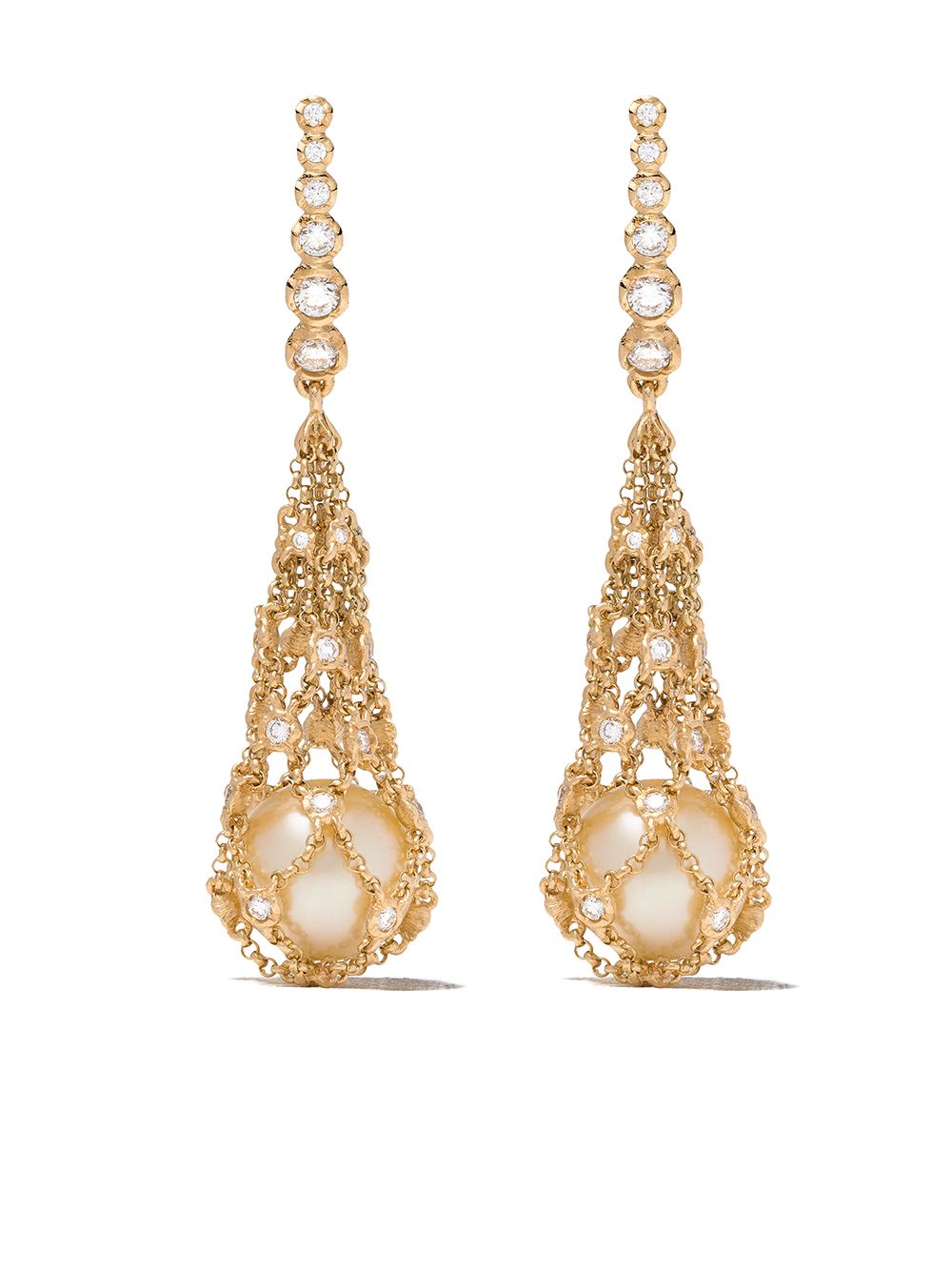 Annoushka 18kt 'Lattice Net' Gelbgoldohrringe mit Perlen und Diamanten von Annoushka