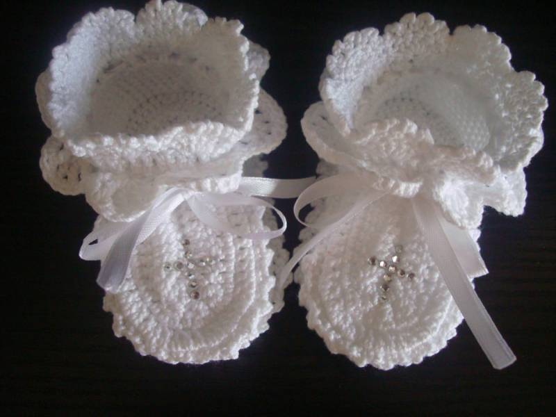 Handgehäkelte Baby Booties.stricken Sie Häkelarbeit Taufe Booties.taufe Booties.häkelschuhe von AnnoushkaFashion