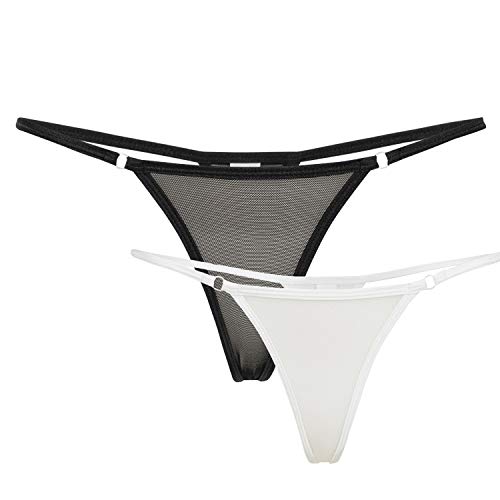 Annsfashion 3er Set Nylon Mini Stringtanga 1x Weiß,2X Schwarz S/M von Annsfashion