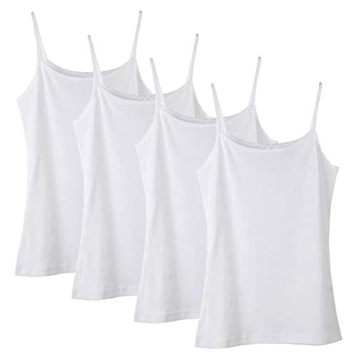 Anntry 2-8 Jahre Kleine Mädchen Normallacke Weiche Leibchen Unterhemden 4er Pack Kinder Komfort Atmungsaktive Tanktops (2-3 Jahre, 4-Weiß) von Anntry