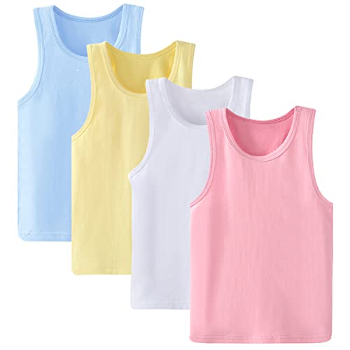 Anntry 2-8 Jahre Kleine Mädchen Normallacke Weiche Leibchen Unterhemden 4er Stück Kinder Komfort Atmungsaktive Tanktops von Anntry