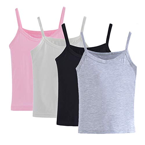 Anntry 2-8 Jahre Kleine Mädchen Normallacke Weiche Leibchen Unterhemden 4er Pack Kinder Komfort Atmungsaktive Tanktops (2-3 Jahre, Farben-2) von Anntry