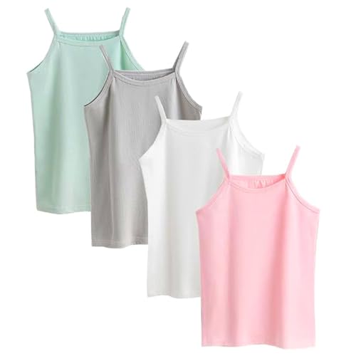 Anntry 2-8 Jahre Kleine Mädchen Normallacke Weiche Leibchen Unterhemden 4er Stück Kinder Komfort Atmungsaktive Tanktops von Anntry