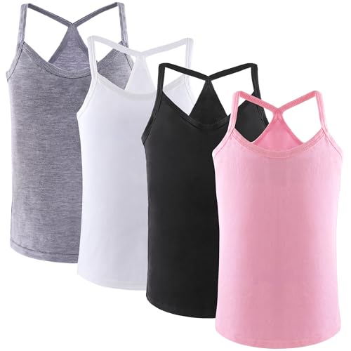 Anntry 2-8 Jahre Kleine Mädchen Normallacke Weiche Leibchen Unterhemden 4er Stück Kinder Komfort Atmungsaktive Tanktops von Anntry