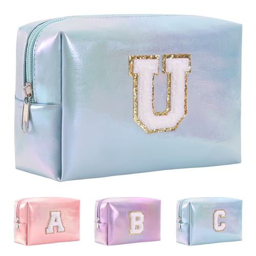 Anntry A-Z personalisierter Anfangsbuchstaben-Make-up-Taschen-Organizer,wasserdichte Kosmetiktasche aus PU-Leder, tragbare Reise-Kulturtasche, Mädchen, Frauen,Freundin, Mutter von Anntry