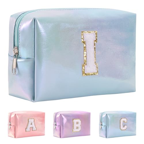 Anntry A-Z personalisierter Anfangsbuchstaben-Make-up-Taschen-Organizer,wasserdichte Kosmetiktasche aus PU-Leder, tragbare Reise-Kulturtasche, Mädchen, Frauen,Freundin, Mutter von Anntry