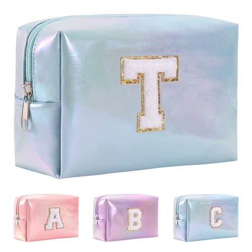 Anntry A-Z personalisierter Anfangsbuchstaben-Make-up-Taschen-Organizer,wasserdichte Kosmetiktasche aus PU-Leder, tragbare Reise-Kulturtasche, Mädchen, Frauen,Freundin, Mutter von Anntry