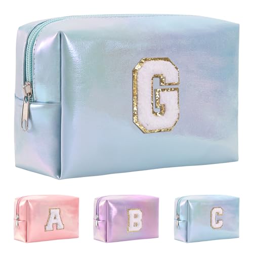 Anntry A-Z personalisierter Anfangsbuchstaben-Make-up-Taschen-Organizer,wasserdichte Kosmetiktasche aus PU-Leder, tragbare Reise-Kulturtasche, Mädchen, Frauen,Freundin, Mutter von Anntry