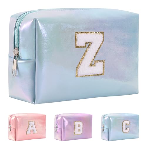 Anntry A-Z personalisierter Anfangsbuchstaben-Make-up-Taschen-Organizer,wasserdichte Kosmetiktasche aus PU-Leder, tragbare Reise-Kulturtasche, Mädchen, Frauen,Freundin, Mutter von Anntry