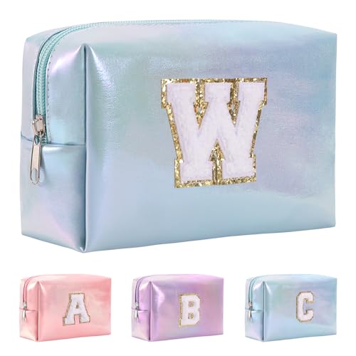 Anntry A-Z personalisierter Anfangsbuchstaben-Make-up-Taschen-Organizer,wasserdichte Kosmetiktasche aus PU-Leder, tragbare Reise-Kulturtasche, Mädchen, Frauen,Freundin, Mutter von Anntry